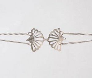Silver double bloom double chain bracelet